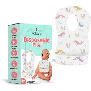 Premium Baby Disposable Bibs - Mess-Free Feeding and Easy Cleanup - 5 Packs of 20 (100 Count)