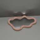 Funky Small Decorative Wall Mirror - Pink Asymmetrical Wavy Design,Hanging Mirror for Bedroom, Bathroom Entryway Modern Irregular Squiggly Shape,Compact Size, Easy Install