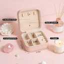 Holy Communion Travel Jewelry Box, First Communion Gifts Jewelry Case for Women, Religious 1st Holy Communion Baptism Gift Small Square Container with Zipper for Rings Earrings Necklaces, Pink (1)