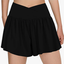 Girl Flowy Athletic Shorts with Pocket Butterfly Shorts 2 in 1 Running Skirts Cheer Tennis Shorts for Teen Active Workout, Size M