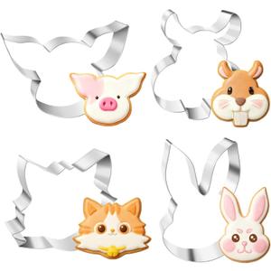 2 x Animal Cookie Cutters, 4 PCS Large Cute Cookie Cutters Set