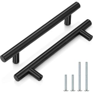 Probrico (30 Pack Black Cabinet Pulls 5" Hole Centers - Kitchen Cabinet Handles Black,Stainless Steel T Bar Pulls for Drawer Closet Cupboard Wardrobe