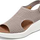 mysoft Walking Sandals for Women - Comfortable Wedge Sandals with Arch Support - Breathable Knit Open Toe Summer Shoes - Lightweight Non Slip Beach Sandals with Adjustable Hook and Loop Strap 8.5