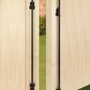 36" Heavy Duty Cane Bolt Gate Drop Rod Hardware Ground Latch for Wood PVC Vinyl Metal Fences Gates, Double Doors, Black Solid Steel -2 Pack