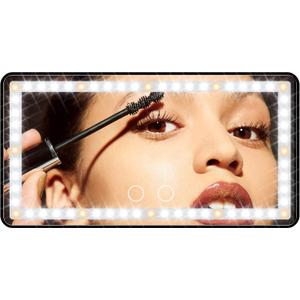 Car Sun Visor Vanity Mirror with Lights, Rechargeable Car Makeup Mirror Accessories, Birthday Gifts for Women Girl, 3 Light Modes, Dimmable Touch Led Screen, Universal for Car Truck (Black)