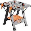2-in-1 Folding Work Bench & Sawhorse, Easy Setup Portable Work Table, 31" W x 25" D x 32" H, Laser-Engraved Scale,Lightweight Worktable with Large Load Capacity, 2 Clamps & 6 Bench Dogs