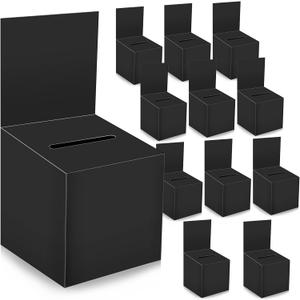 12 Pack Raffle Box Donation Box for Fundraising, Ballot Cardboard Boxes with Slot for Ticket and Removable Header Charity for Collecting Business Card Voting Contes, 6 x 6 x 6 Inch
