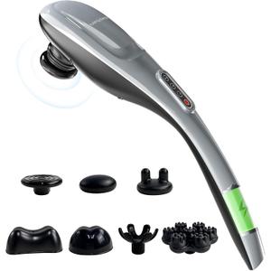 MEGAWISE Handheld Back Massager | Deep Tissue Percussion Massage for Back, Neck, Shoulders, Waist and Legs (Cordless Silver)