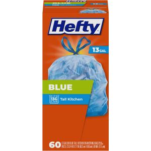 Hefty Blue Trash Bags, Blue, 13 Gallon, 60 Count