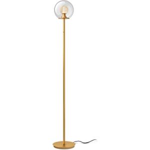 Tubicen Gold Floor Lamp with Dual-Globe Glass Shade Memory Function Art Decor 4-Stage Touch Control Dimmable Modern LED Corner Standing Floor Lamp for Bedroom Office Living Room Bedside