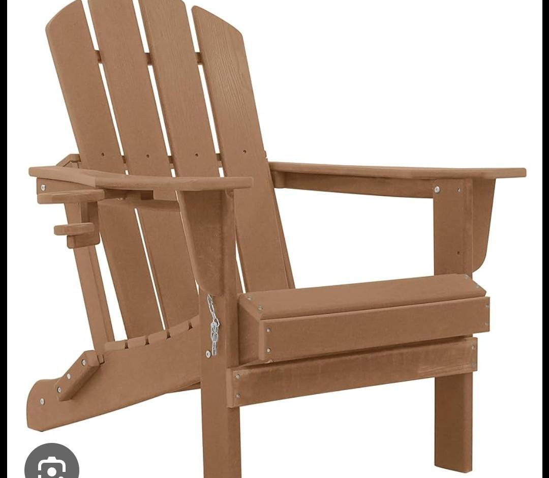 Adirondack Chairs, HDPE All-Weather Adirondack Chair, Fire Pit Chairs (Folding with Cup Holders, Color Brown)