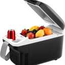 Iceblue Electric Cooler with Type-C, 8 Liter /11 Cans Mini Fridge with Belt, 9V Type-C Thermoelectric Dual-use Car Refrigerator, Car Fridge for Car, Dorm, Travel, Picnic, Gift (Black)
