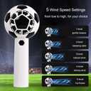 Handheld Mini Fan for World Cup 2026, Soccer Style Mini Fan & Stickers, 5 Speed Handheld Fan with Power Display Flashlight, Football Shaped Holding Fan, American Fan Stickers