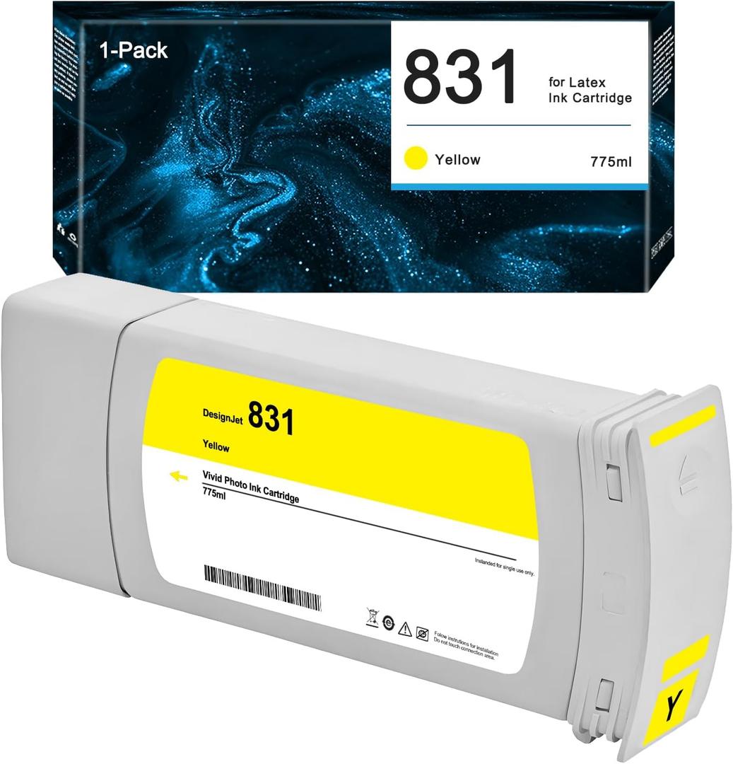 831 831A Ink Cartridge Yellow CZ685A Replacement for Latex 310 315 330 335 360 365 370 570 Printers (1-Pack, 775ml)