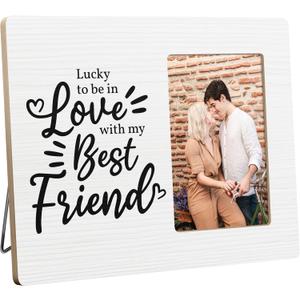 Romantic Gifts for Couples, Boyfriend Girlfriend Picture Frame, Lucky to Be in Love with My Best Friend, 4x6 Inch Photo
