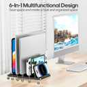 KDD 4-Slot Vertical Laptop Stand with Gravity Locking, 6-in-1 Laptop Holder Desktop Stand, Space-Saving Organizer Fits MacBook/Surface/HP/Dell/Book/Tablet/Switch/Cell Phone and Keyboard