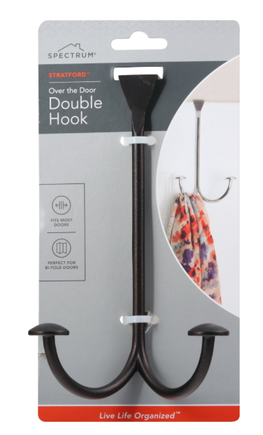 Stratford Over The Door Double Hook - Bronze 2 Pack