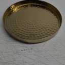 MyGift 11 Inch Deluxe Hammered Brass Round Decorative Tray - Aluminum Plated Serving Display Platter, Centerpieces and Vanity Tray - Handcrafted in India (Brass (11 Inch))