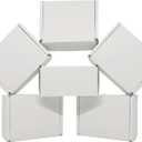 Small Shipping Corrugated Boxes 4x3x2 Inches 100 Pack Foldable Small Business Card Gift Box For Mailers and Craft (White)