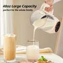8 in 1 Nut Milk Maker Machine, 48oz Homemade Almond, Oat, Soy, Coconut, Plant-Based and Non-Dairy Beverages with Self-Cleaning, Boil Water, Delay Start, Keep Warm, 16 Blade Blender, Glass Jar