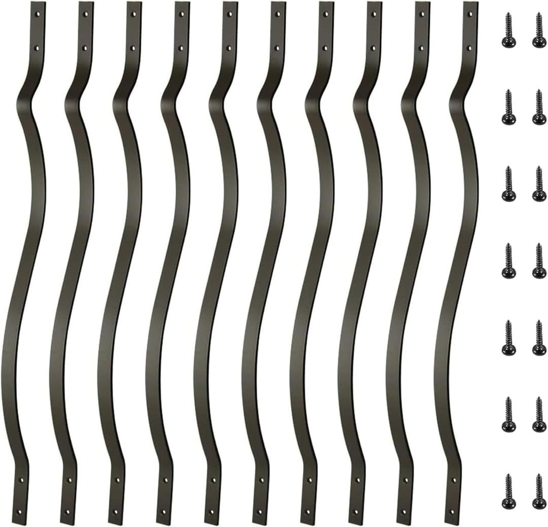 Deck Balusters 36 Inches Heavy Duty Iron Deck Balusters with Screws 26 Pack Metal Deck Spindles Balusters Iron Deck Spindles Wave Arc Baluster for Outdoor Stair Deck Porch