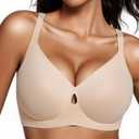 UIMERO Jelly Bras for Women Wireless Womens Bras No Underwire Supportive Comfortable Everyday Seamless Tshirt Bra (Nude, L)
