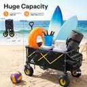 Beach Wagon with Big Wheels - 400LBS Heavy Duty Foldable All Terrain Cart with 9" Balloon Wheels for Sand - Collapsible Beach Dolly with Adjustable Handle & Cooler Bag for Outdoor Use, Black