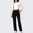 Turnhier Womens Wide Leg Sweatpants Pants Drawstring Casual Athletic Workout Lounge Pants with Pockets (Black, S)