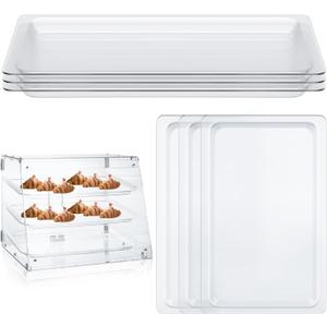 3 Pack Clear Acrylic Bakery Display Case Tray 20.7 x 12.6 x 1.1" Acrylic Tray Bakery Display Case Countertop Replacement for 2/3/4 Tier Pastry Baked Goods Bread Bagel Retail Commercial Home