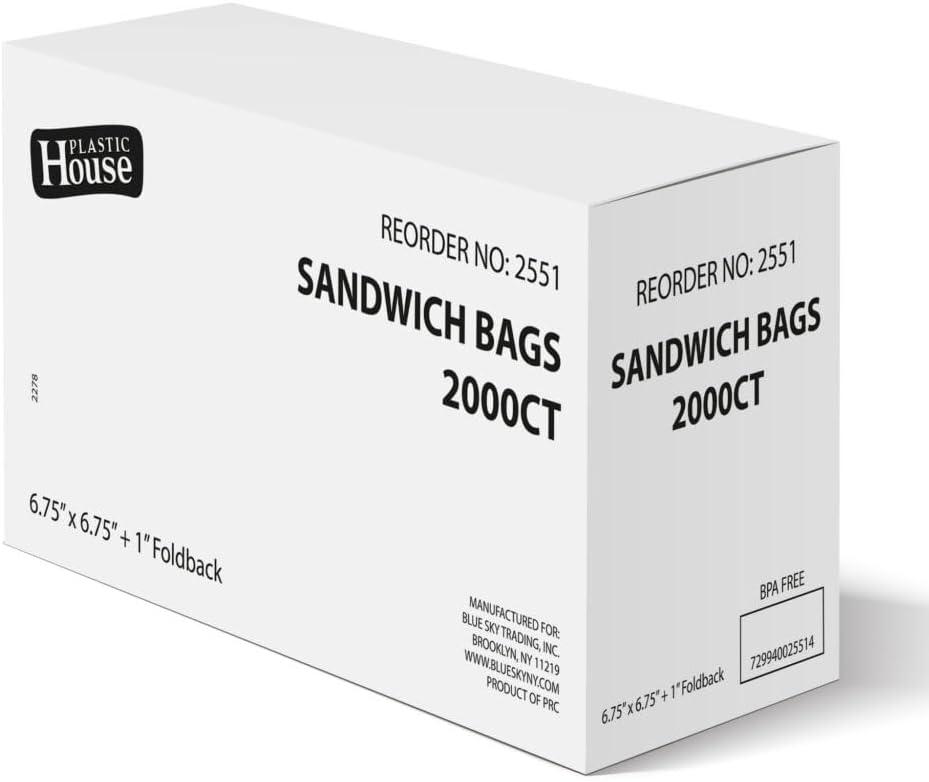 Sandwich Bags Case of 4800 (24 packs x 200)