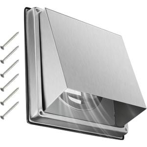 Upgraded 4" Stainless Steel 304 Dryer Vent Cover Outdoor - Rubber Cushioned Non-Return Flap (Noise Reduction) Air Vent with Built-in Fly Screen & 6 Screws for Bathroom Exhaust Vent Office Home
