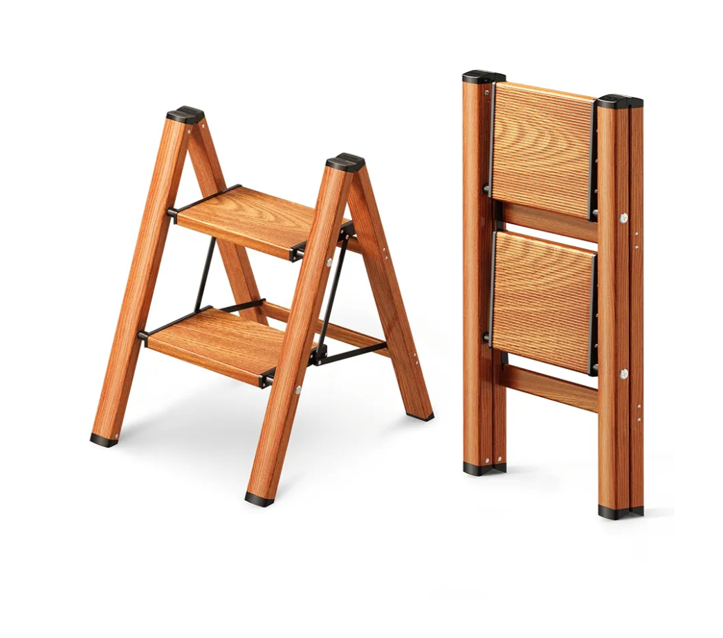 Midoli 2 Step Ladder, Folding Step Stool with Anti-Slip Wide Pedal, Aluminum Material Lightweight Yet Sturdy, G.W 3,4 Kg, N.W 2.8 Kg, Meas 65*48*7CM