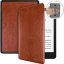 Miimall Case for Kindle Paperwhite 12th Generation & Colorsoft Signature Edition 7 Inch 2024 Leather Case with Hand Strap, Auto Sleep/Wake, Slim Foldable Cover for Kindle Paperwhite 12th, Brown