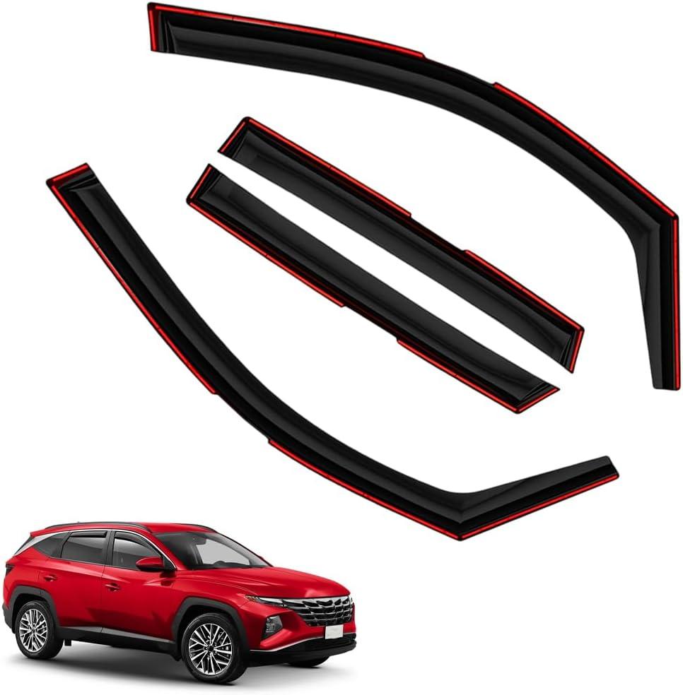 in-Channel Window Visors Rain Guards FIT Hyundai Tucson 2022-2025 (2022-2025)  4-Piece in-Channel Dark-Smoke Polycarbonate Vent Deflectors