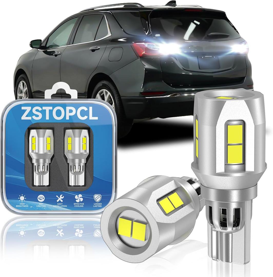 921 LED Reverse Light Bulbs Fit for Chevrolet Equinox 2005-2020, Upgraded 500% Brightness, Super Bright 912 T15 LED Backup Lights Replacement, 6000K White, Pack of 2