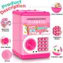 Pink Piggy Bank for Kids with Password Code Lock and Auto Grab Bill Slot, PhilaeEC Real Money Cash Coin Can Saving Box Electronic Money Safe Bank, Hot Gift for 4 7 8 9 10 11 Year Old Boys Girls, 5.1 inches x 4.6 inches x 7.4 inches