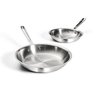 All-Clad D3 3-Ply Stainless Steel Fry Pan Set 2 Piece, 8, 10, Inch Induction Oven Broiler Safe 600F Pots and Pans, Cookware Silver