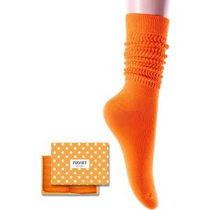 Zmart Slouch Socks Women Knee High Tube Orange Socks, Soft Scrunch Socks 80s 90s Socks Size 5-10