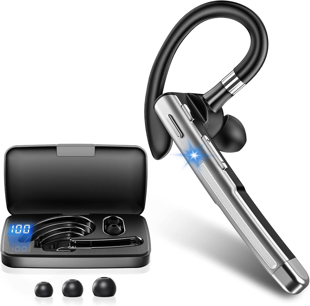Boytond Bluetooth Earpiece V6.1,Wireless Handsfree Headset with Mic Silver