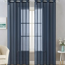 MIULEE Solid Color Sheer Curtains 54 Inches Long 2 Panels Set - Elegant Lightweight Grommet Light Filtering Window Voile Panels/Drapes/Treatment for Bedroom Living Room W42 x L54 Inch, White