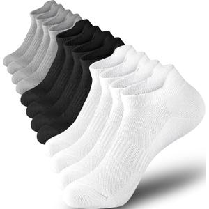 Ankle Socks for Women,Athletic Running Low Cut Women's Socks 6 Pairs (6-8, White/Black/Grey)