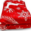 SeaRoomy Christmas Blanket, Ultra Soft Cozy Fuzzy Warm Reversible Knit Throw Blanket for Couch, Microfiber Lightweight Knitted Blanket Holiday Theme Home Christmas Decor (Reindeer, 61 x 46 inch)