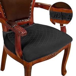 CZL Dining Chair Covers Set of 2, Upgraded Zipper Dining Chair Seat Covers Washable, Stretch Jacquard Dining Chair Slipcover Chair Protectors Covers Removable, Beige, Set of 2