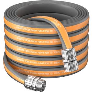 Giraffe Tools Garden Hose 75FT, 5/8" Lightweight Lay Flat Water Hose, Custom Length, Flexible, Leakproof Hybrid Hose Pipe with Male to Female Fitting