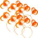 ArtCreativity Orange Ponytail Headbands for Kids - Set of 6 Head Boppers - Cute Tinsel Headband for Girls with Bopper Springs - Adorable Orange Party Favor Accessories - Pom Pom Headbands for Women