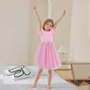 LQSZ Toddler Girls Tutu Dresses Flutter Sleeve Fluffy Party Tulle Dress for Girls 3-12 Years (Pink)