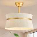 Boho Caged Ceiling Fan with LightRattan Fandelier Ceiling Fan with Light and Remote Control, Coastal Chandelier Fan for Bedroom, Living Room,Kitchen,Foyer(20 Inch, 6 Speed, Timing Adjustable Height)