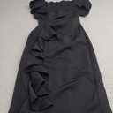 Women's Vintage Church Ruffle Sleeve Ruched Bodycon Work Midi Pencil Dress
 M