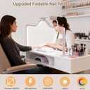 Upgraded Nail Tech Lamp with Dual Phone Holder, 34 in Foldable Large Nail Light for Desk, 3 Modes 3000K-6000K LED Manicure Lamp, Half Moon Light for Lash Eyelash Extension, Tattoo, Eyebrows