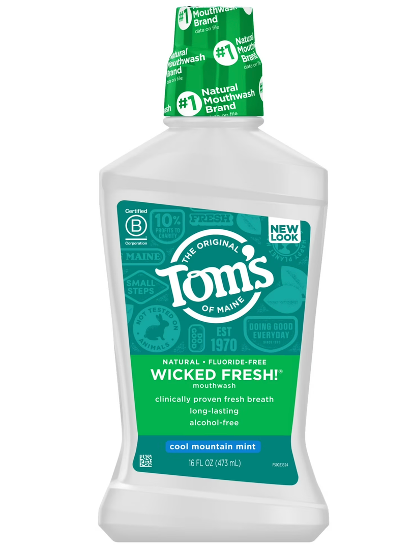 Tom's of Maine Natural Wicked Fresh Alcohol-Free Mouthwash, Cool Mountain Mint, 16 oz. 1-Pack